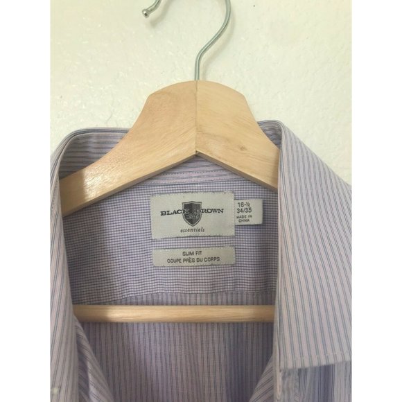 BLACK BROWN Slim Fit Blue Striped Long Sleeve Button Down Dress Shirt Men's Size - Picture 2 of 4